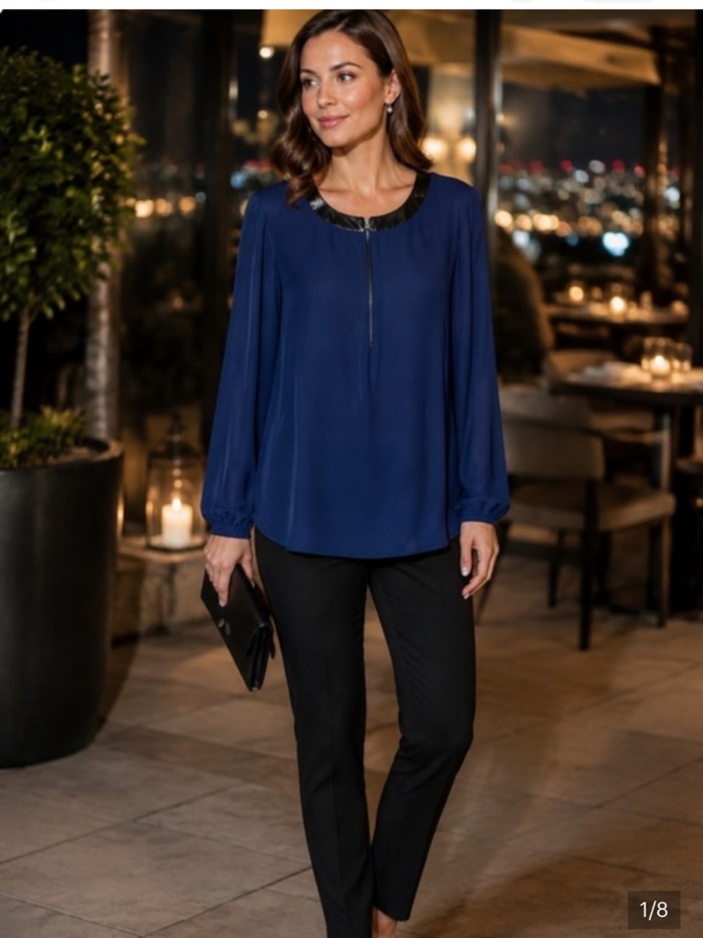 L’Agence silk zip front top